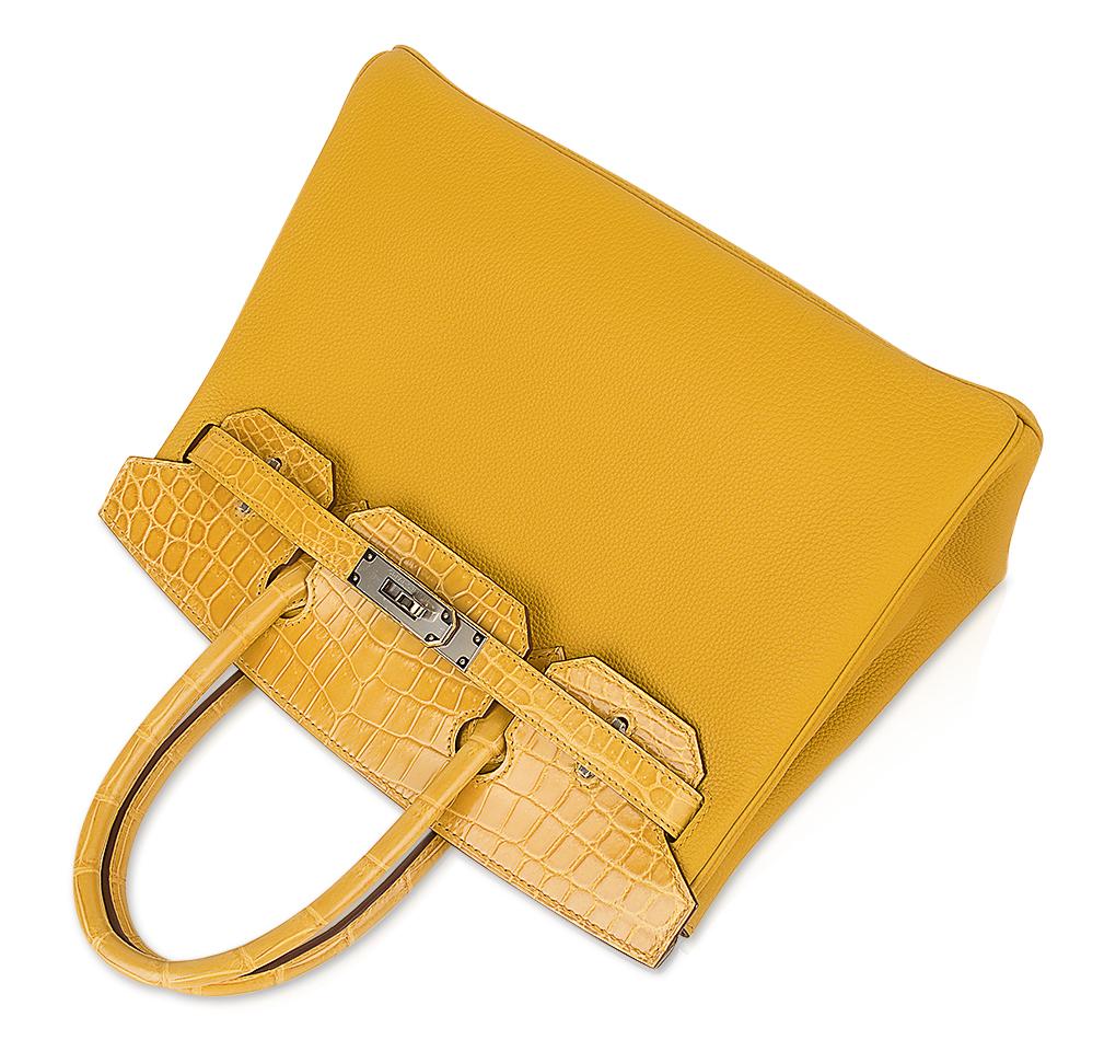 Birkin Touch 30 Bag Jaune Ambre Crocodile / Togo Limited Edition