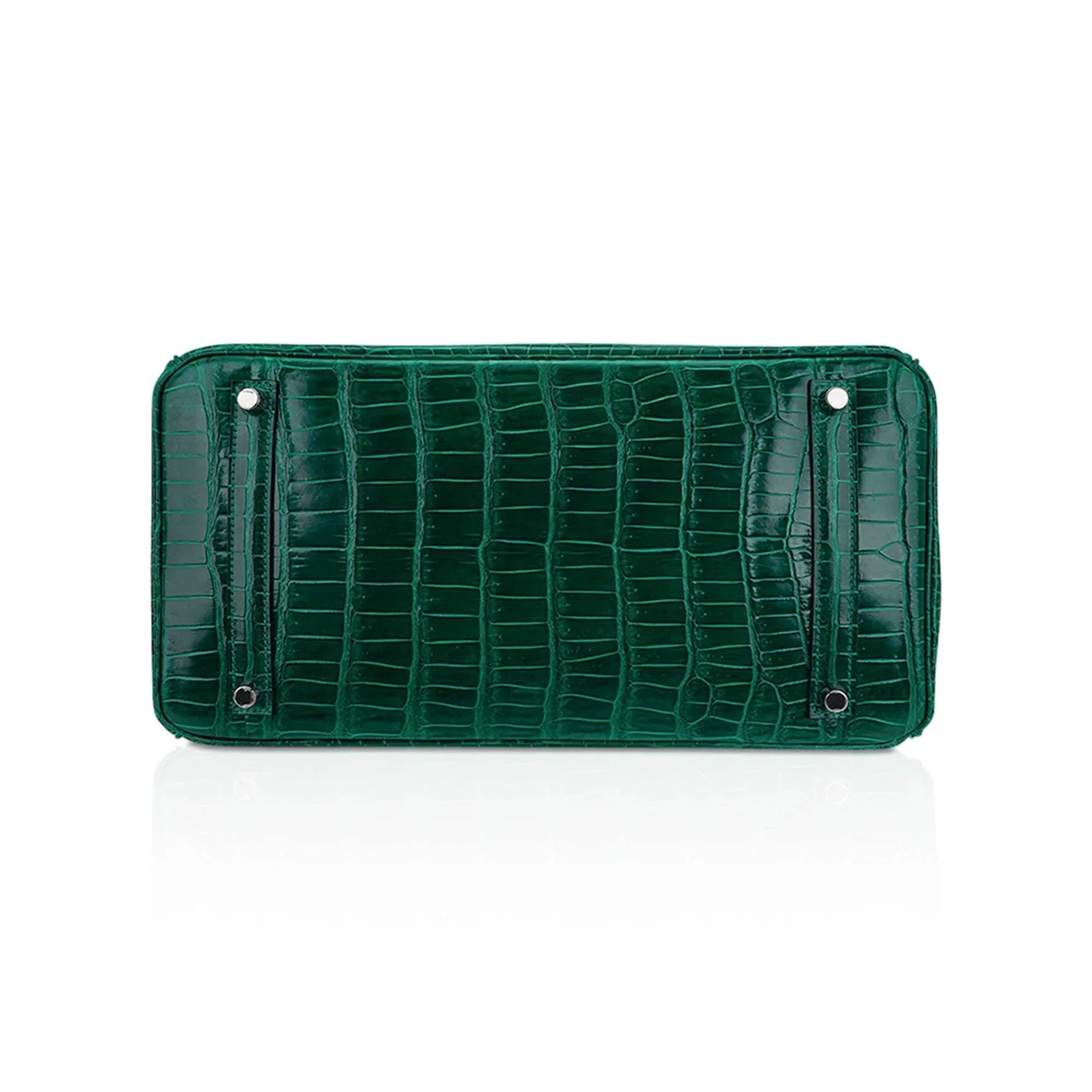 Birkin 35 Bag Emerald Porosus Crocodile with Palladium Hardware
