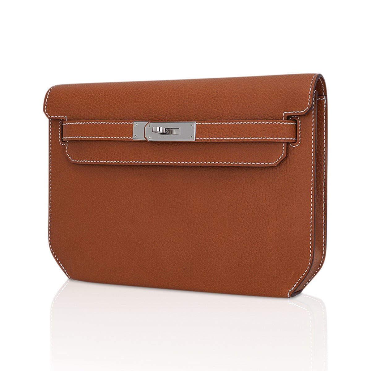 Kelly Depeches 25 Pouch Fauve Galop D’Vache Palladium Hardware