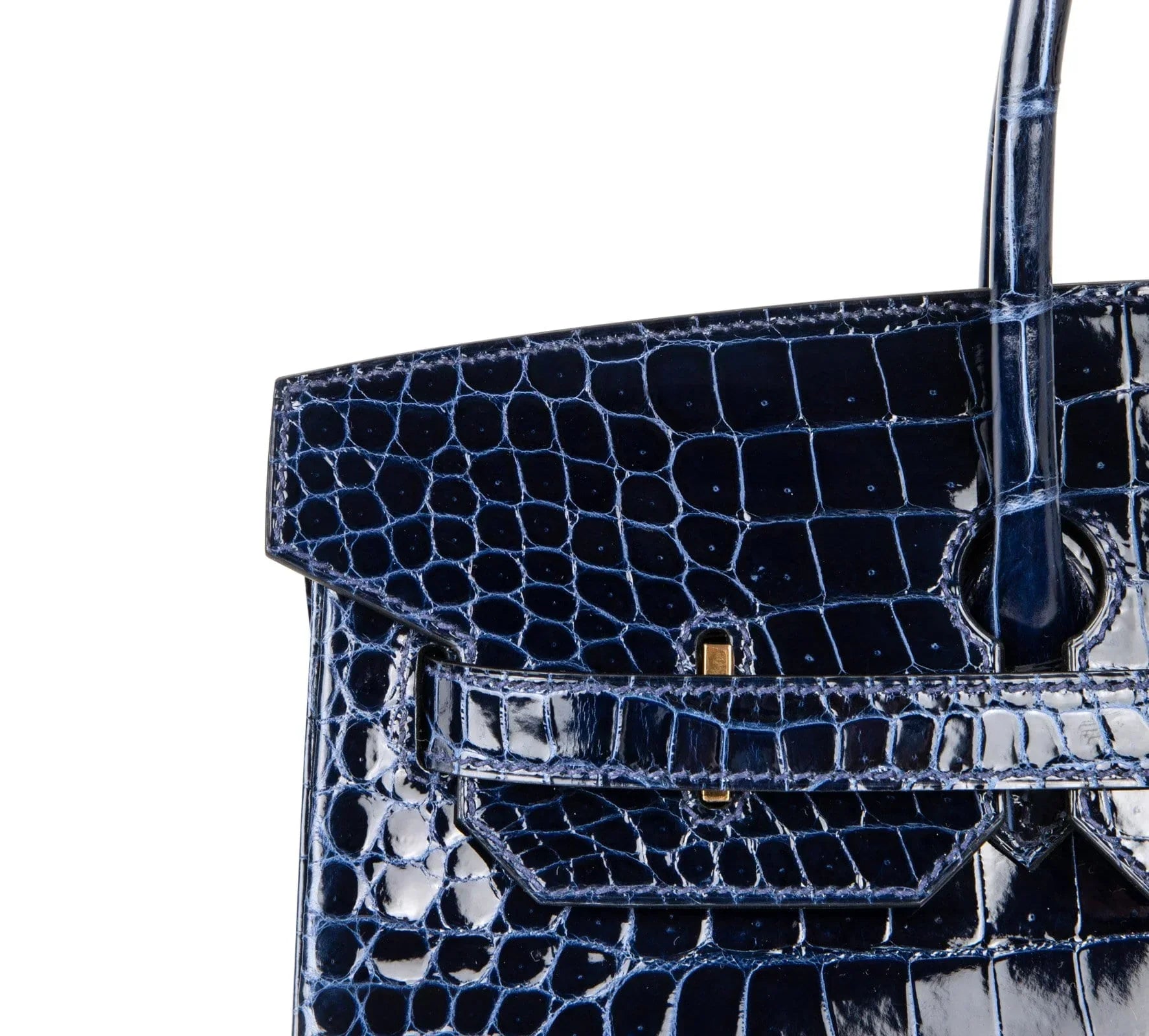 Birkin 35 Bag Blue Sapphire Porosus Crocodile Gold Hardware New