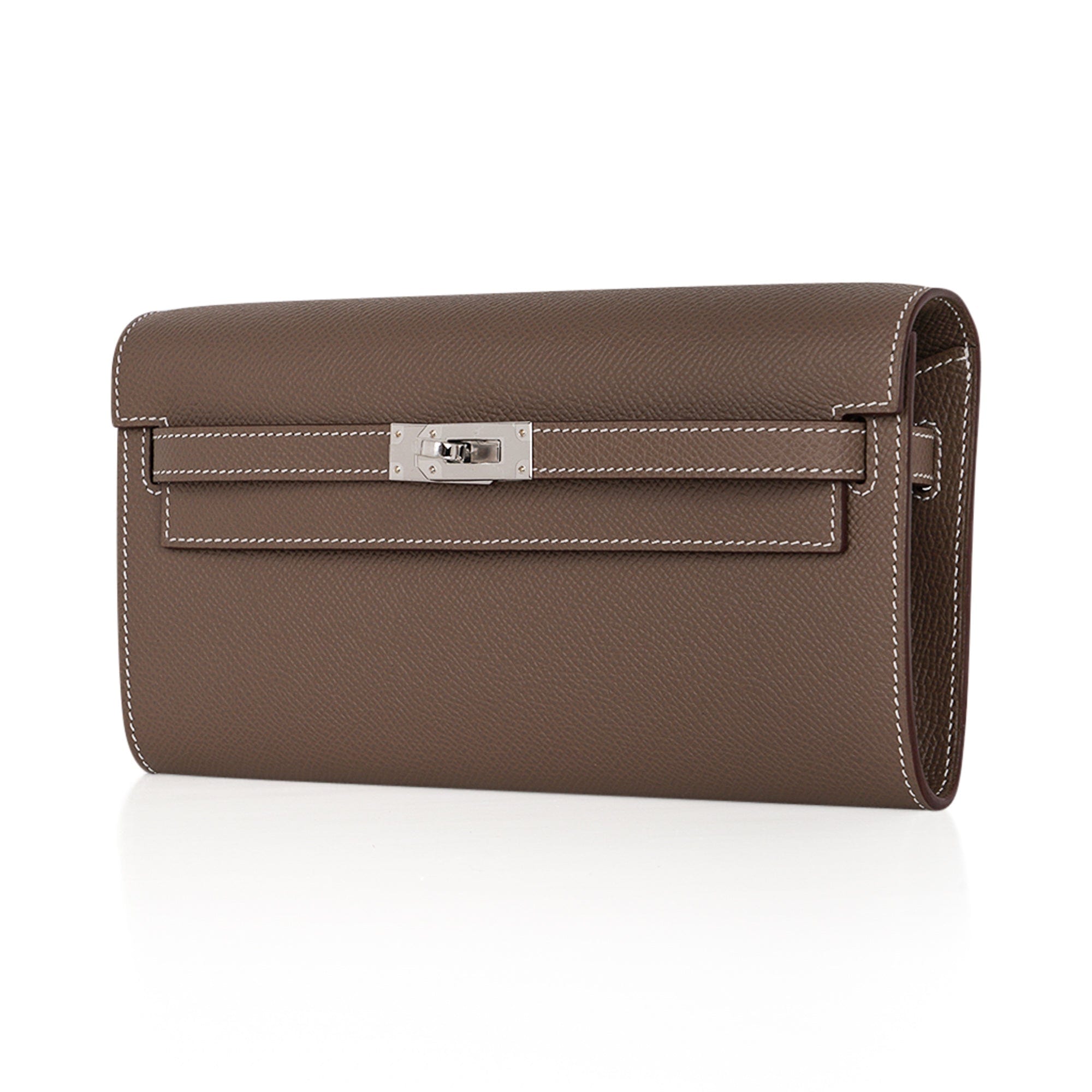 Kelly Classique To Go Wallet Etoupe Epsom Palladium Hardware New w/Box