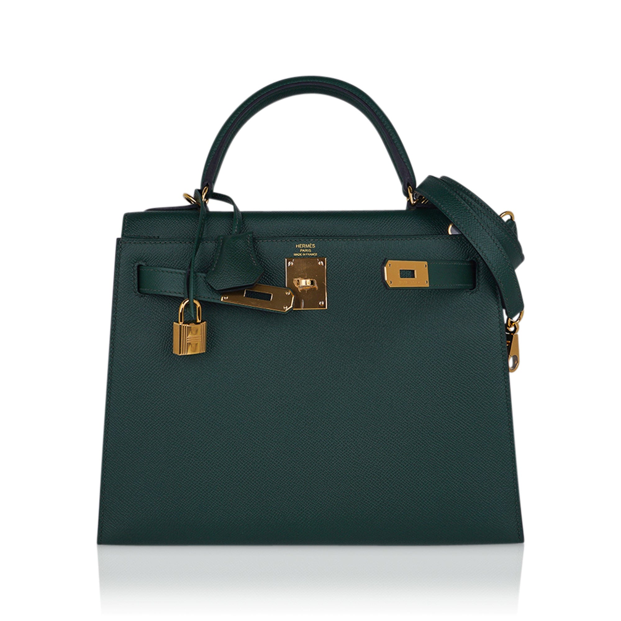 Kelly Sellier 28 Bag Vert Anglais Epsom Leather with Gold Hardware